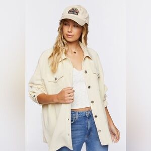 Forever 21 Corduroy Button-Up Shacket In Sand Size XL